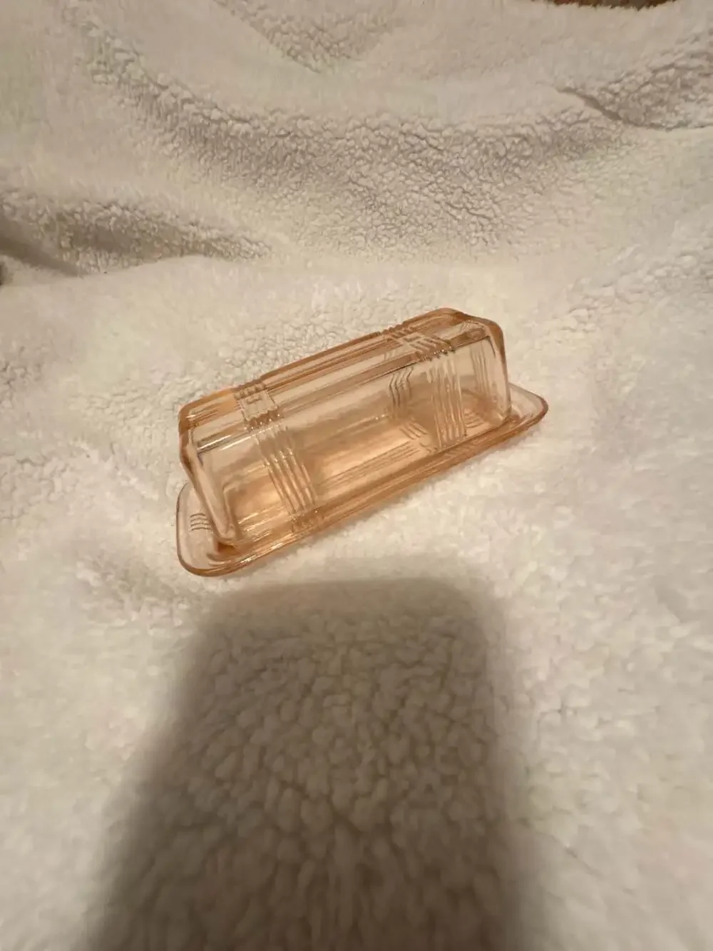 Hazel Atlas Criss Cross Pink Depression Glass Butter Dish